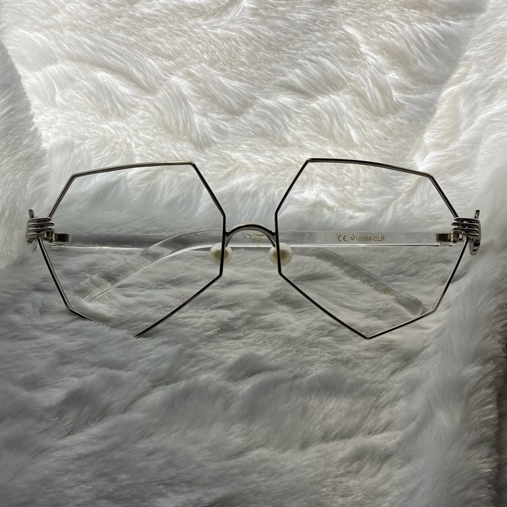 Geometric Silver Frame Glasses